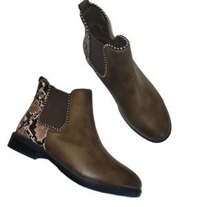AOMO LOVE mixed texture Chelsea bootie